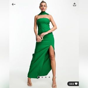 Choker Bandeau Thigh Split Maxi Dress